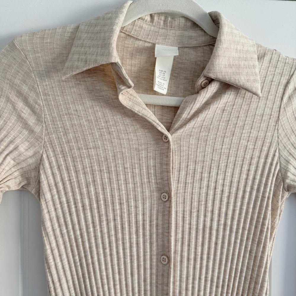 H&M Beige Ribbed Midi Dress - Picture 2 of 4